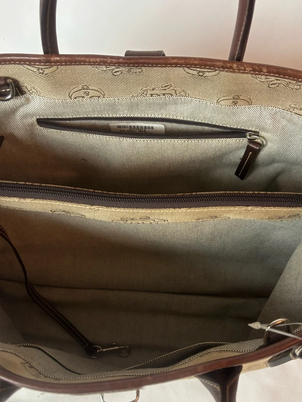Dooney & Bourke Double Handle Signature Tan & Brown Tote Large Purse DL50C-W8